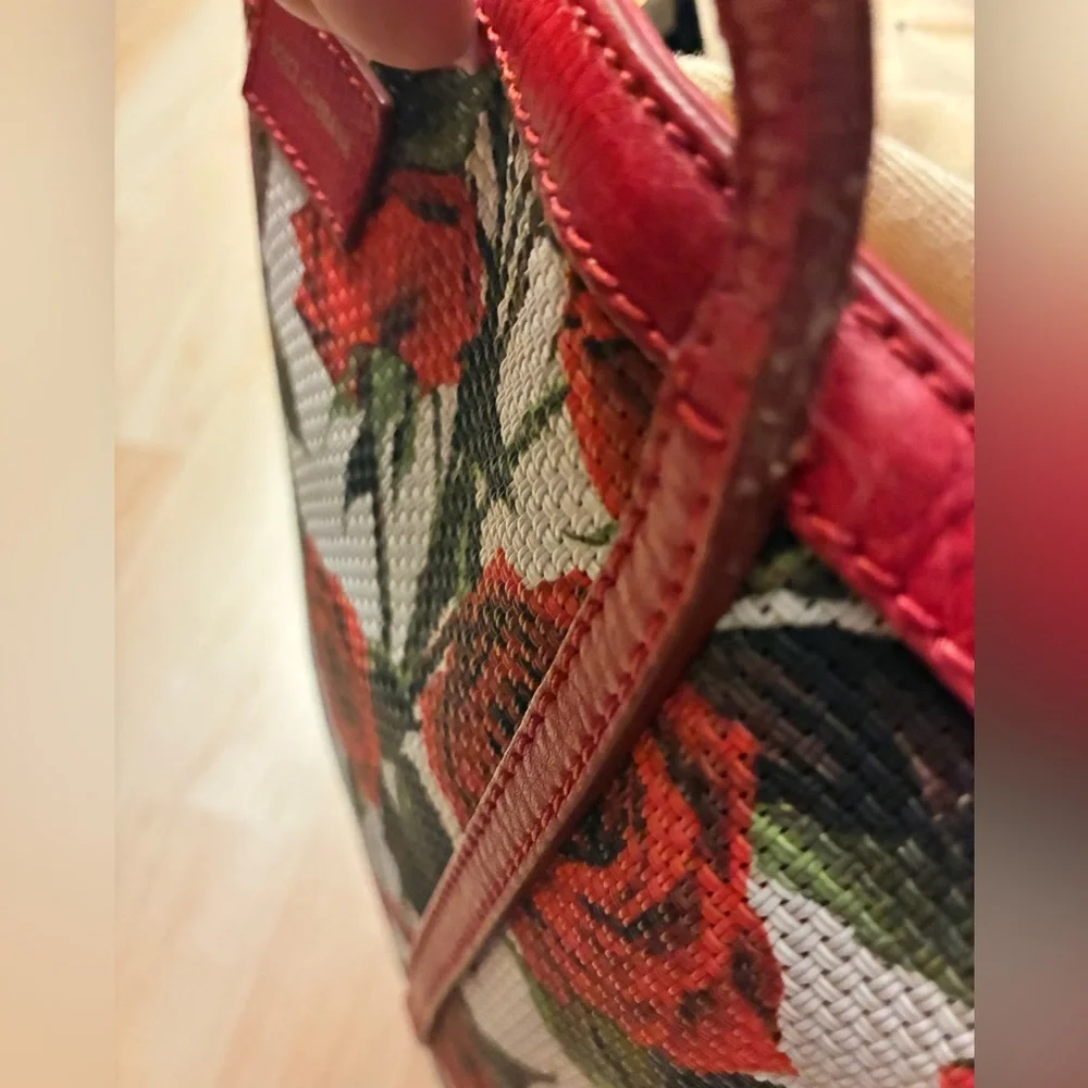 Dolce and Gabbana Red Rose Print Tote Bag - Women